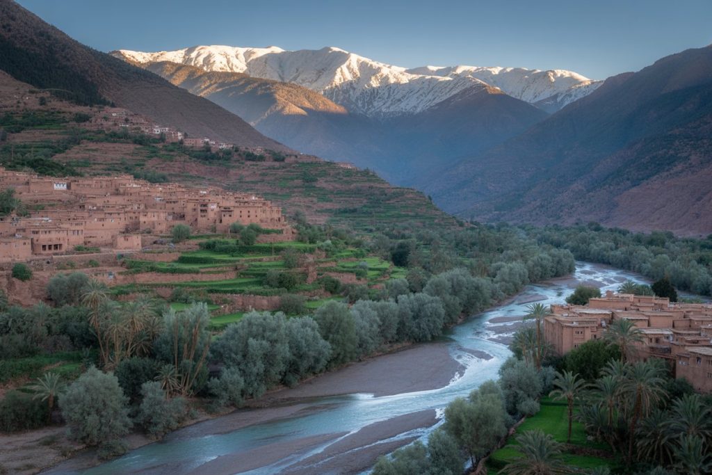 Ourika Valley Morocco Atlas Mountains Berber villages terraced fields river sustainable agriculture