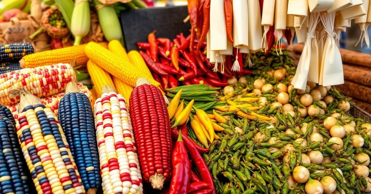 Oaxaca market indigenous ingredients heirloom corn dried chiles chapulines grasshoppers quesillo cheese traditional Mexican pantry