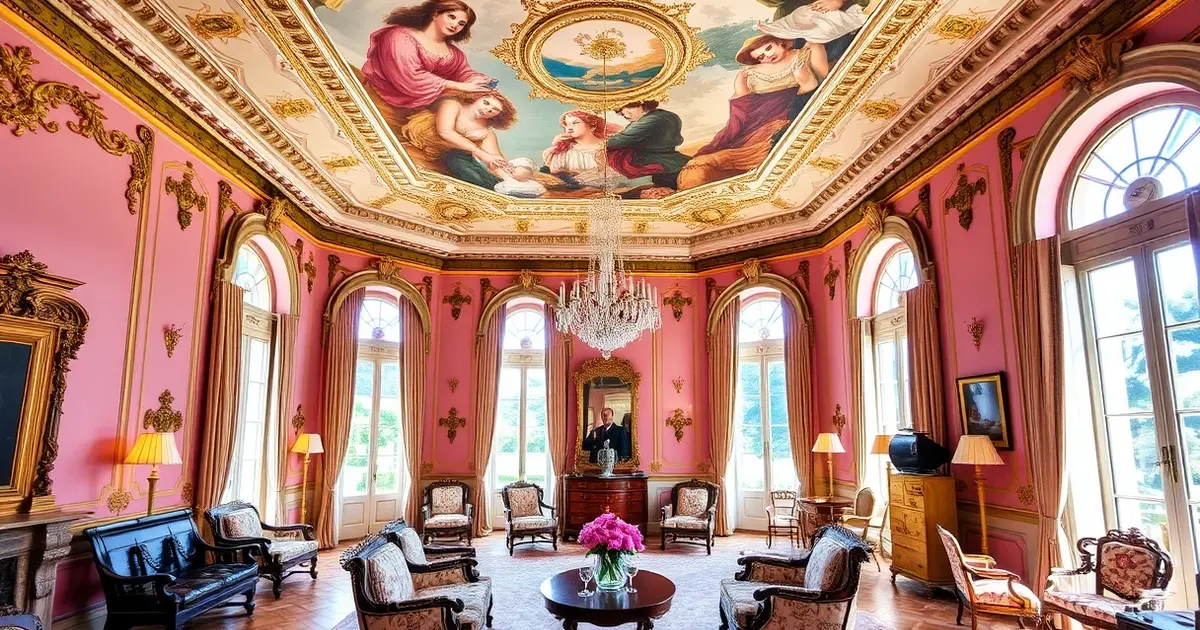 Portugal Pousada Palácio Estoi Rococo salon frescoes gilded moldings aristocratic heritage luxury historic hotel
