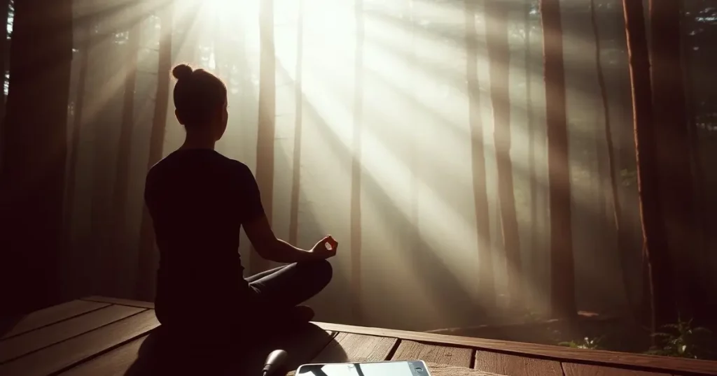 digital detox forest meditation mindfulness nature smartphone-free experience slow living mental wellness
