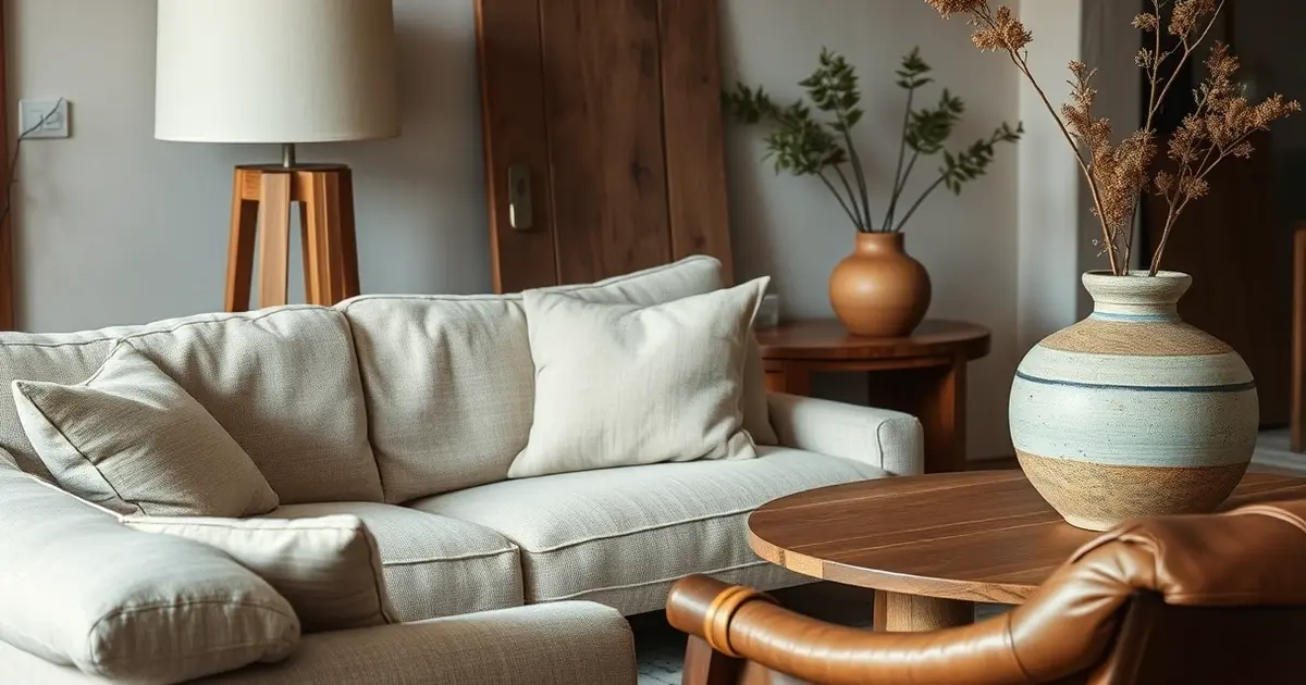 wabi-sabi interior design natural materials aged wood handcrafted pottery linen textiles lived-in home