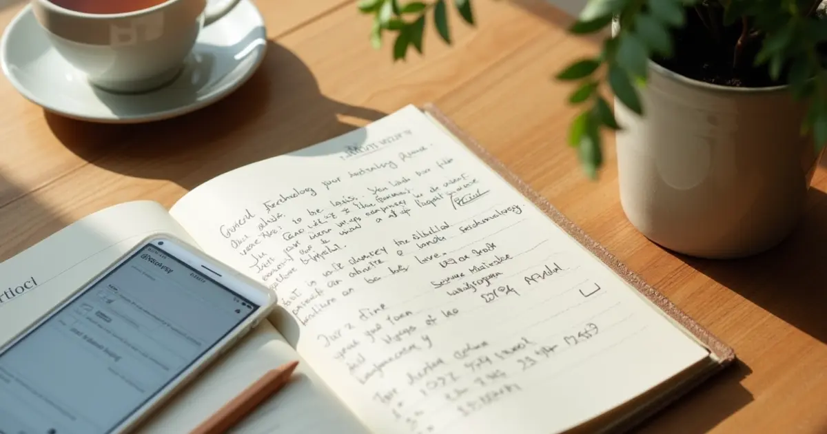 mindful technology audit journal digital boundaries screen time tracking intentional living organization
