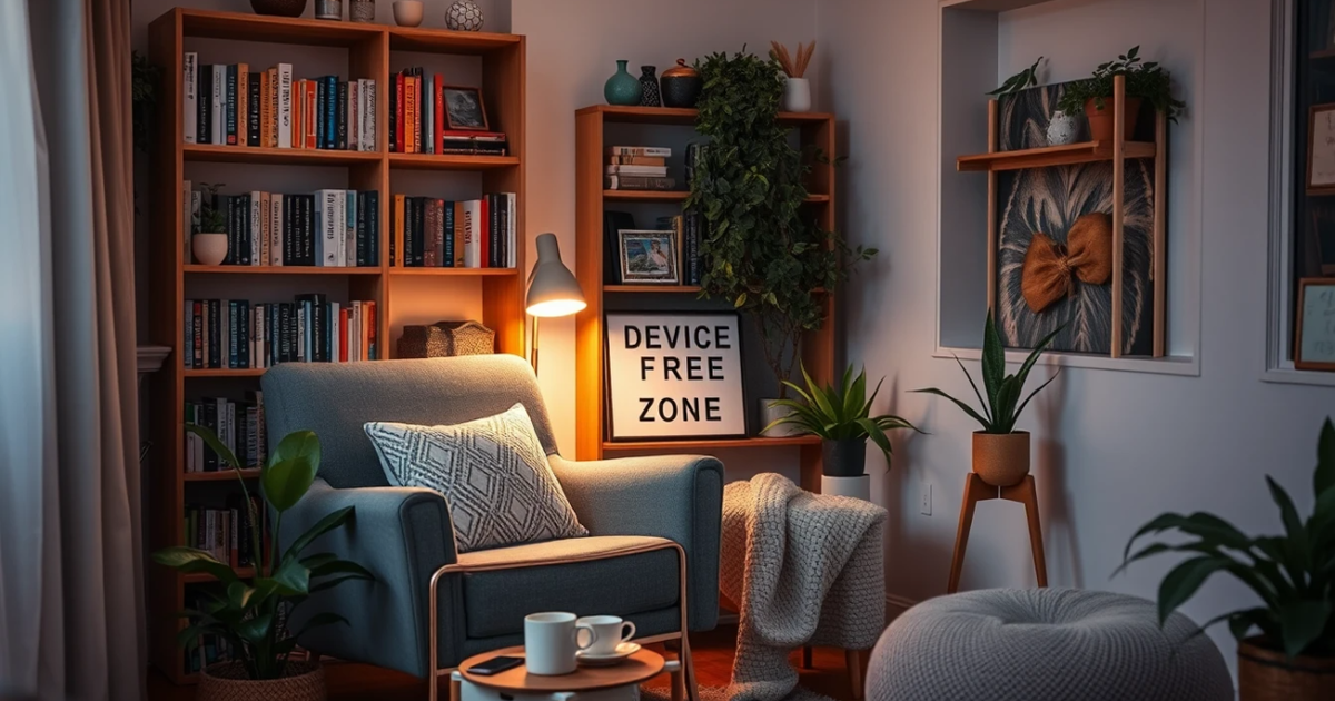 technology-free zone home reading nook digital mindfulness intentional living space device-free area